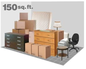 illustration of items placed in a 10X15 storage unit