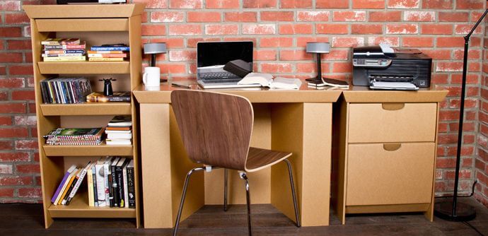Desk made from Cardboard Moving Boxes