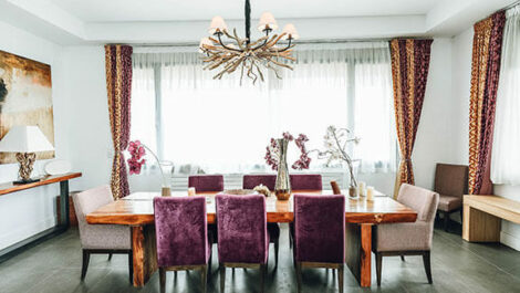 Interior of a well-decorated dining room.