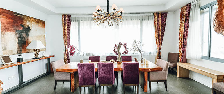 Interior of a well-decorated dining room.