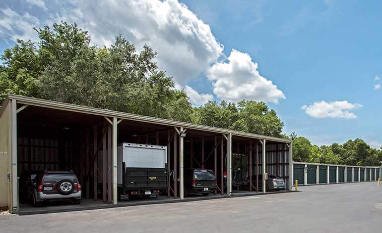 Covered vehicle parking at Metro Self Storage in Tampa, Florida