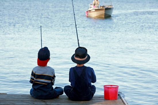 Boys Fishing in Mound, MN