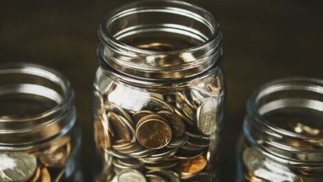 Jars full of coins.