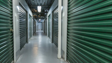 Hallway of a storage facility.