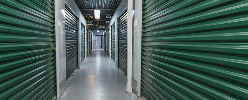 Hallway of a storage facility.