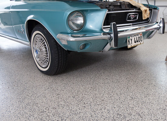 Antique car stored in garage