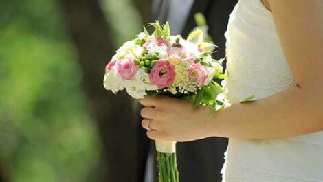 Bride holding a flower bouquet