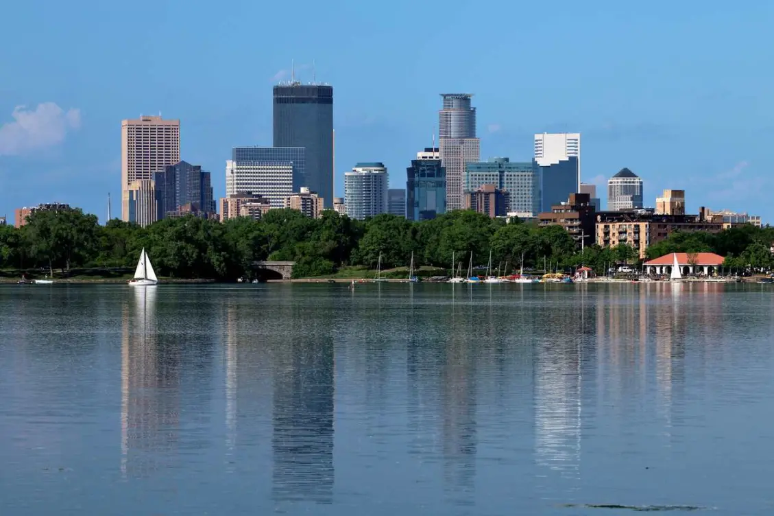 A photograph of the Minneapolis skyline