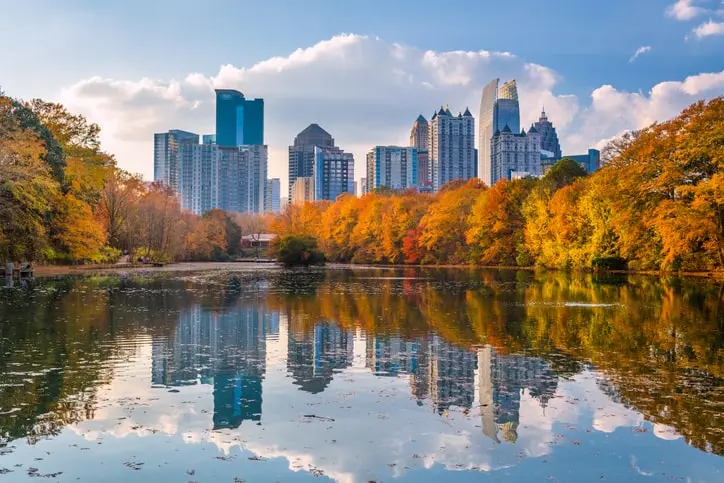 Skyline of Georgia in the fall