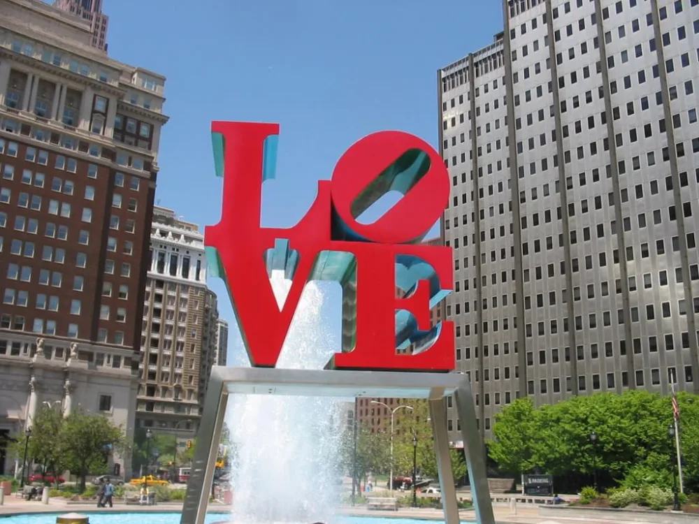 A sculpture in Philadelphia that spells out the word "Love"