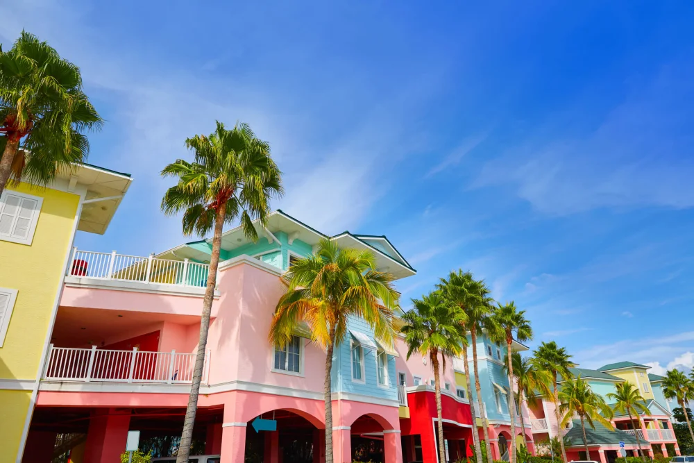 Colorful villas along Fort Myers