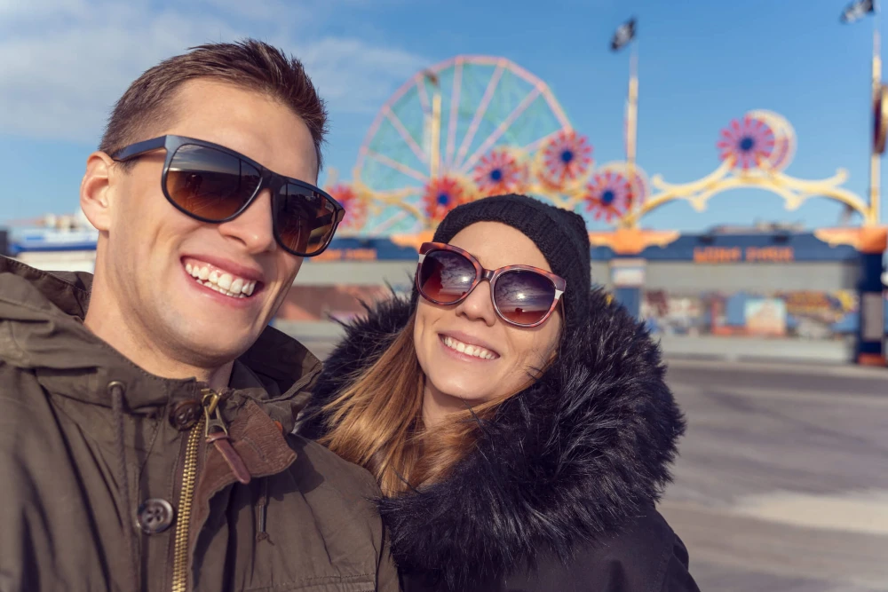 Couple taking a selfie at Coney Island.