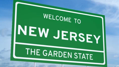 New Jersey highway welcome sign.