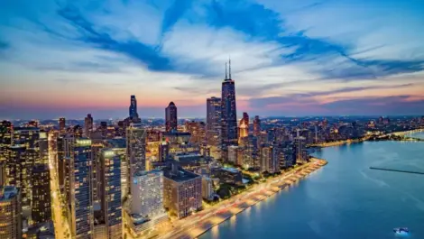 Chicago skyline from Lake Michigan.