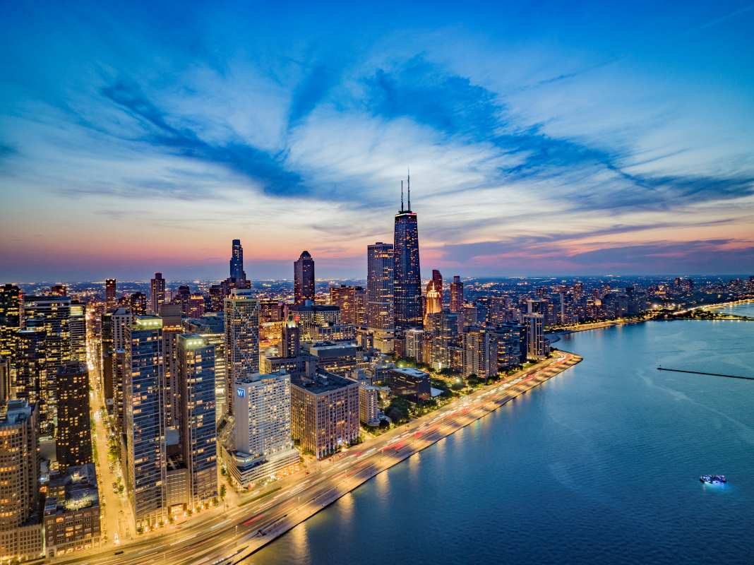 Chicago skyline from Lake Michigan.