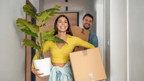 Young couple moving in new home